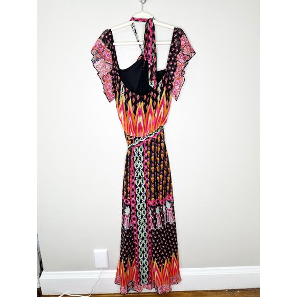 Temperley London Womens Millais Twist Maxi Dress Halter Off Shoulder Printed 10 - Picture 3 of 8
